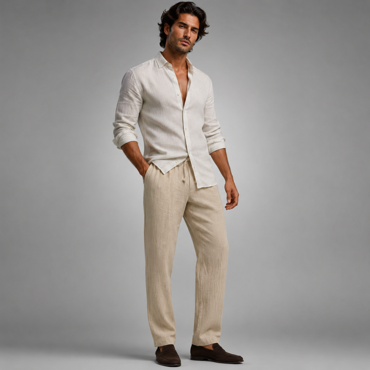 The Circular Quay Men’s Casual Elastic Waist Loose Fit Linen Pants