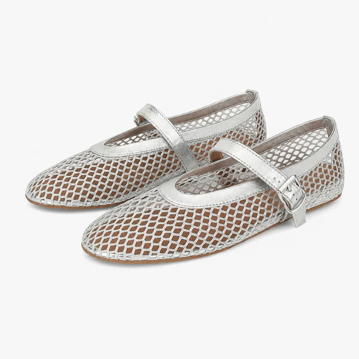 Women's Mesh Ballet Flats with Buckle Strap