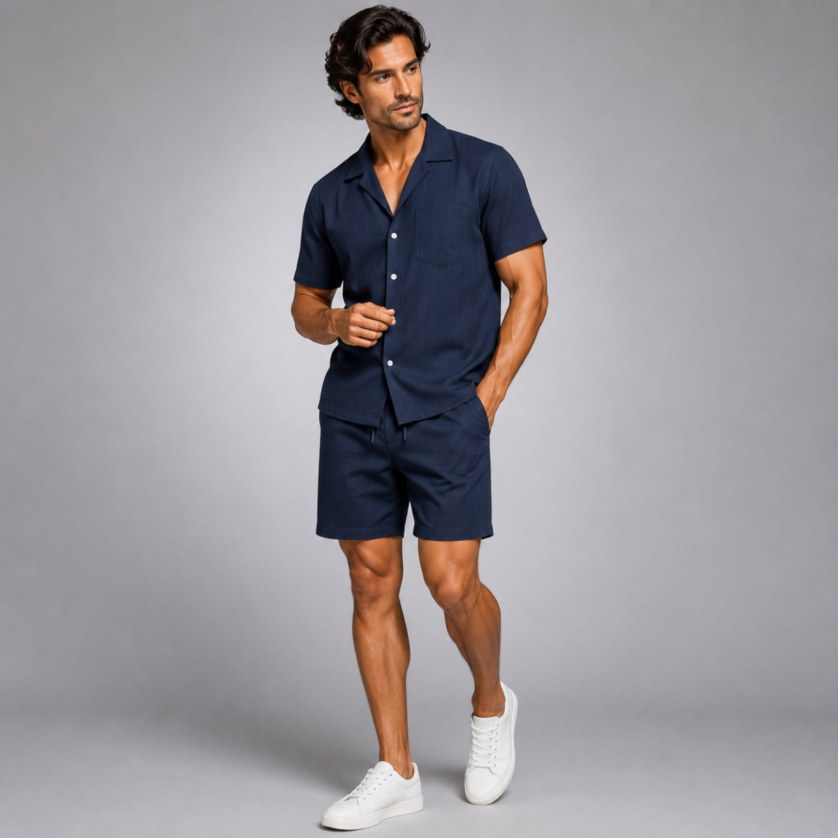 The Meadowhill Men’s Breathable Trendy Summer Set – Shirt & Shorts