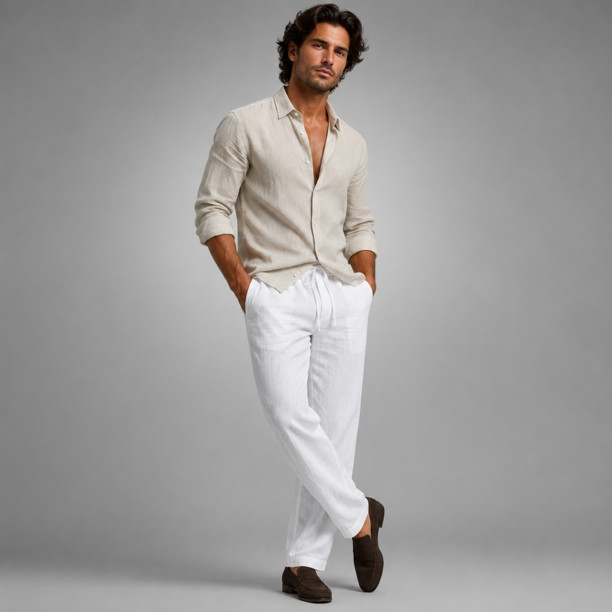 The Circular Quay Men’s Casual Elastic Waist Loose Fit Linen Pants