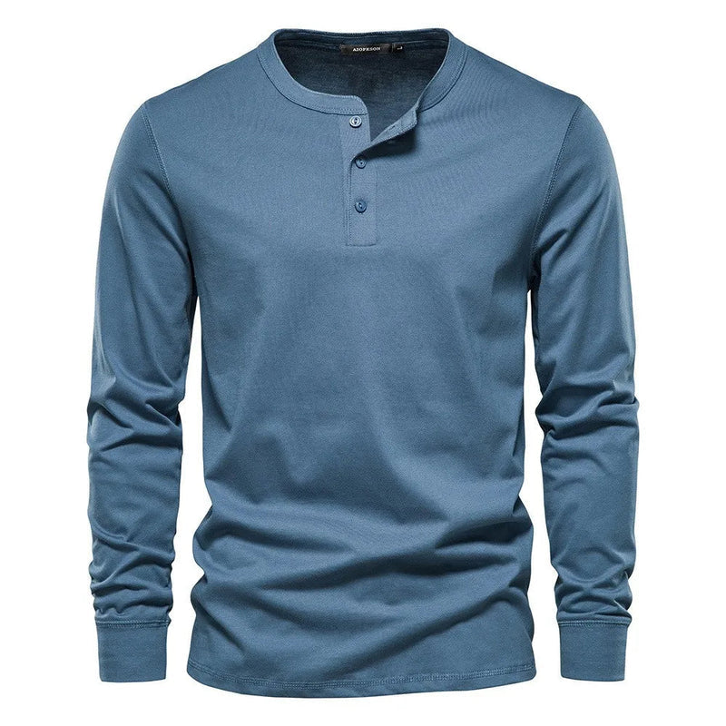 The Venice Men's Casual Button Neck Cotton Tee