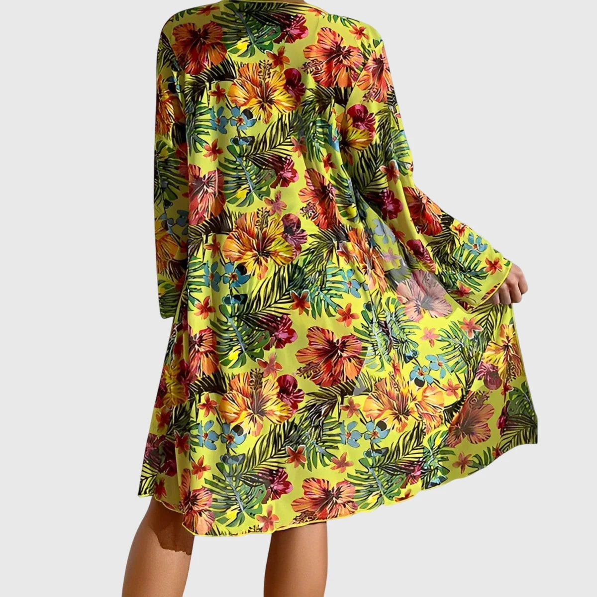 Tropical Floral High Waisted 3 Piece Bikini Set