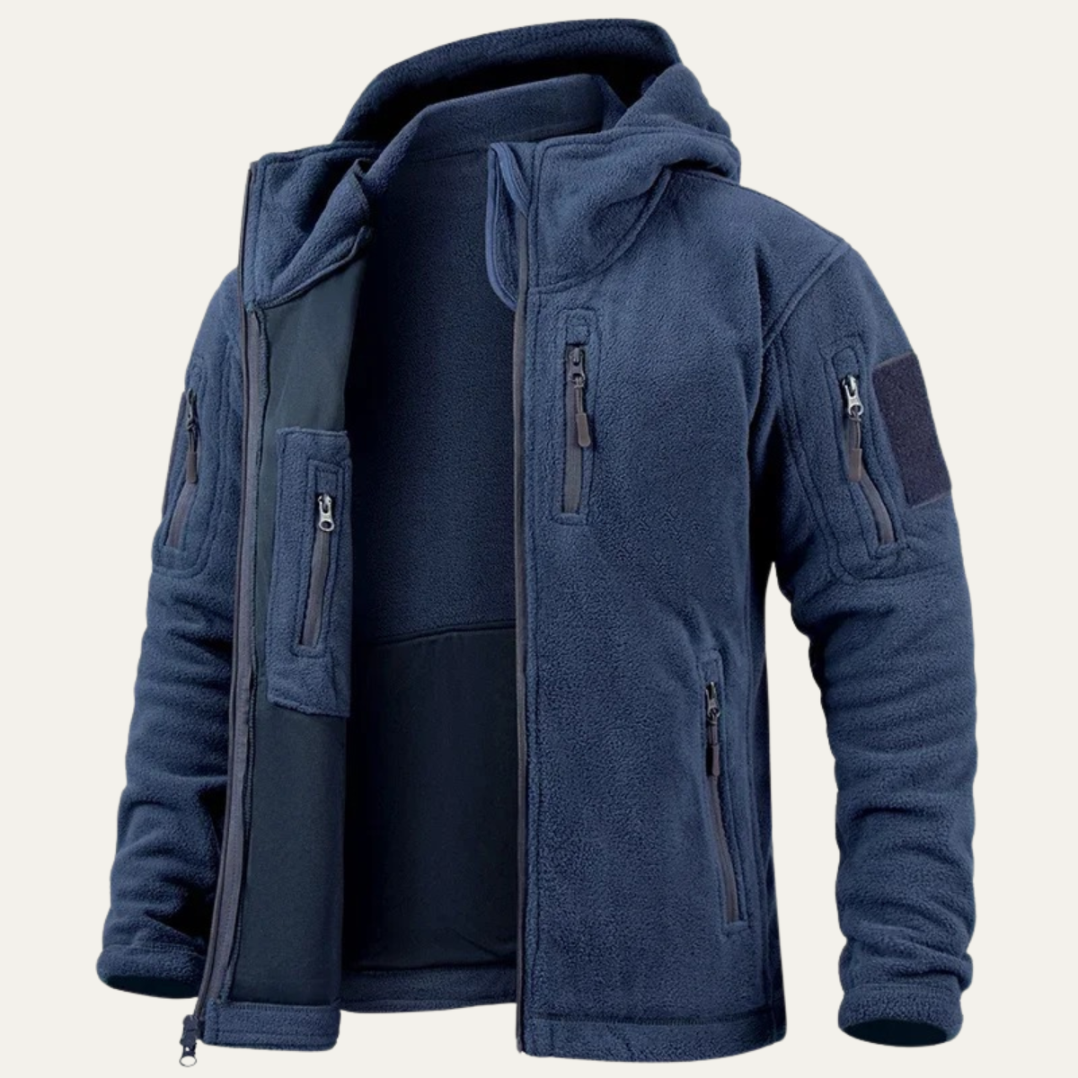 The Pitigliano Men’s Warm Tactical Fleece Jacket with Hood and Multi Pockets