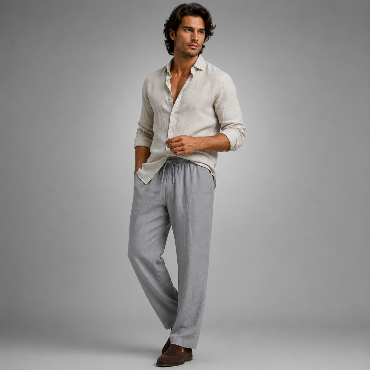 The Circular Quay Men’s Casual Elastic Waist Loose Fit Linen Pants