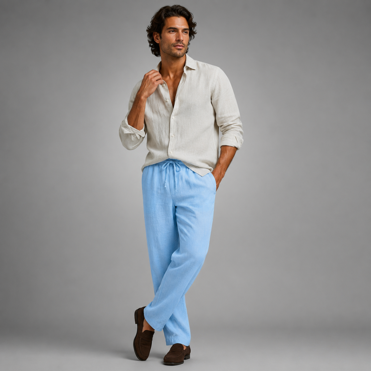 The Circular Quay Men’s Casual Elastic Waist Loose Fit Linen Pants