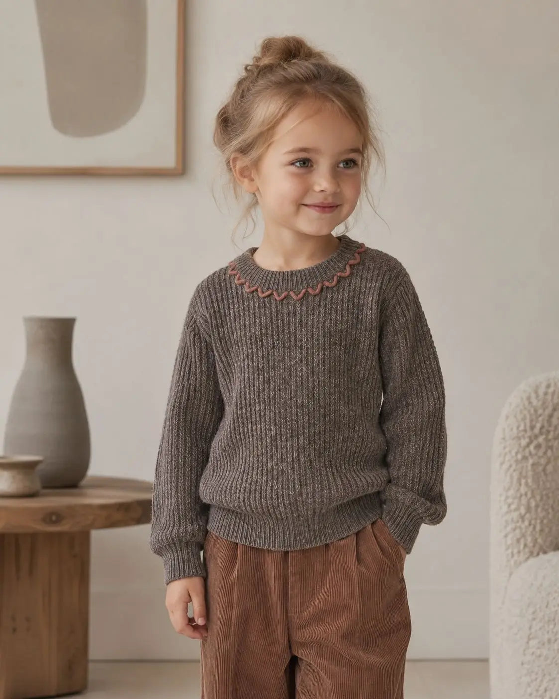 SoHo Kids Ruffle Collar Soft Knit Sweater