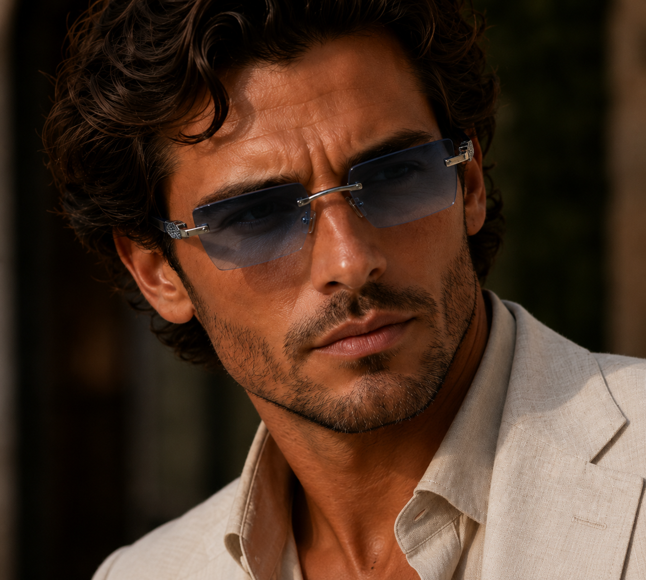 The Hanover Men's Rimless Rectangle Sunglasses