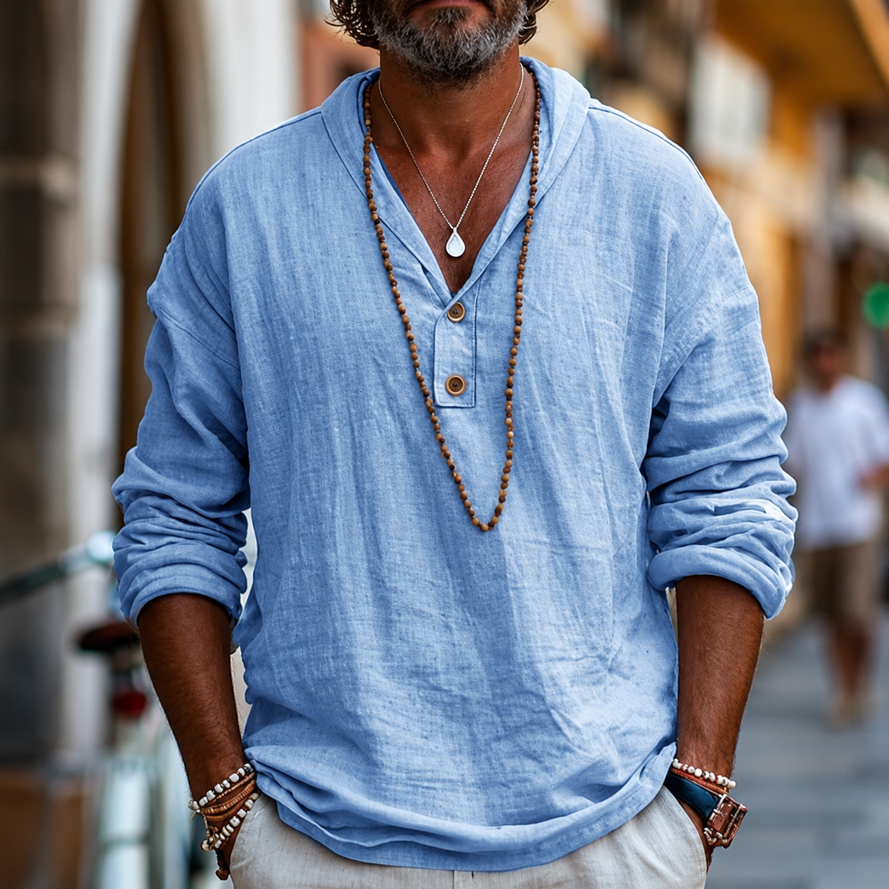 The Trieste Men's Relaxed Fit Linen V Neck Shirt