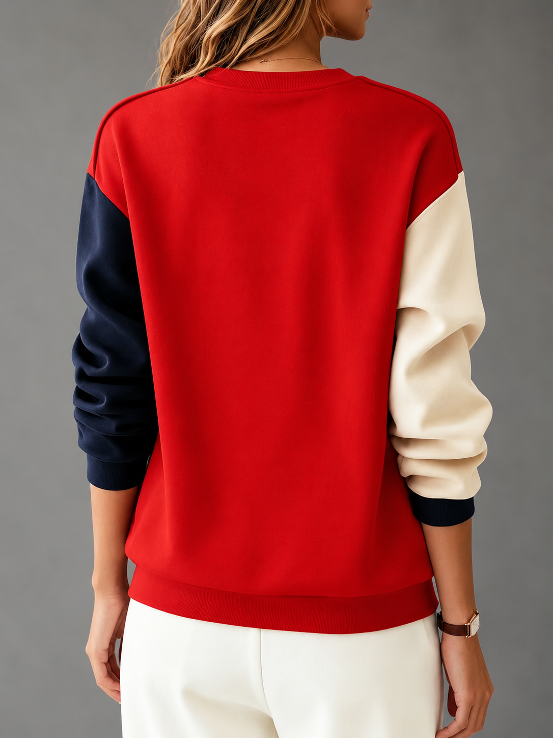 Women's Colour Block Sweatshirt, Crew Neck