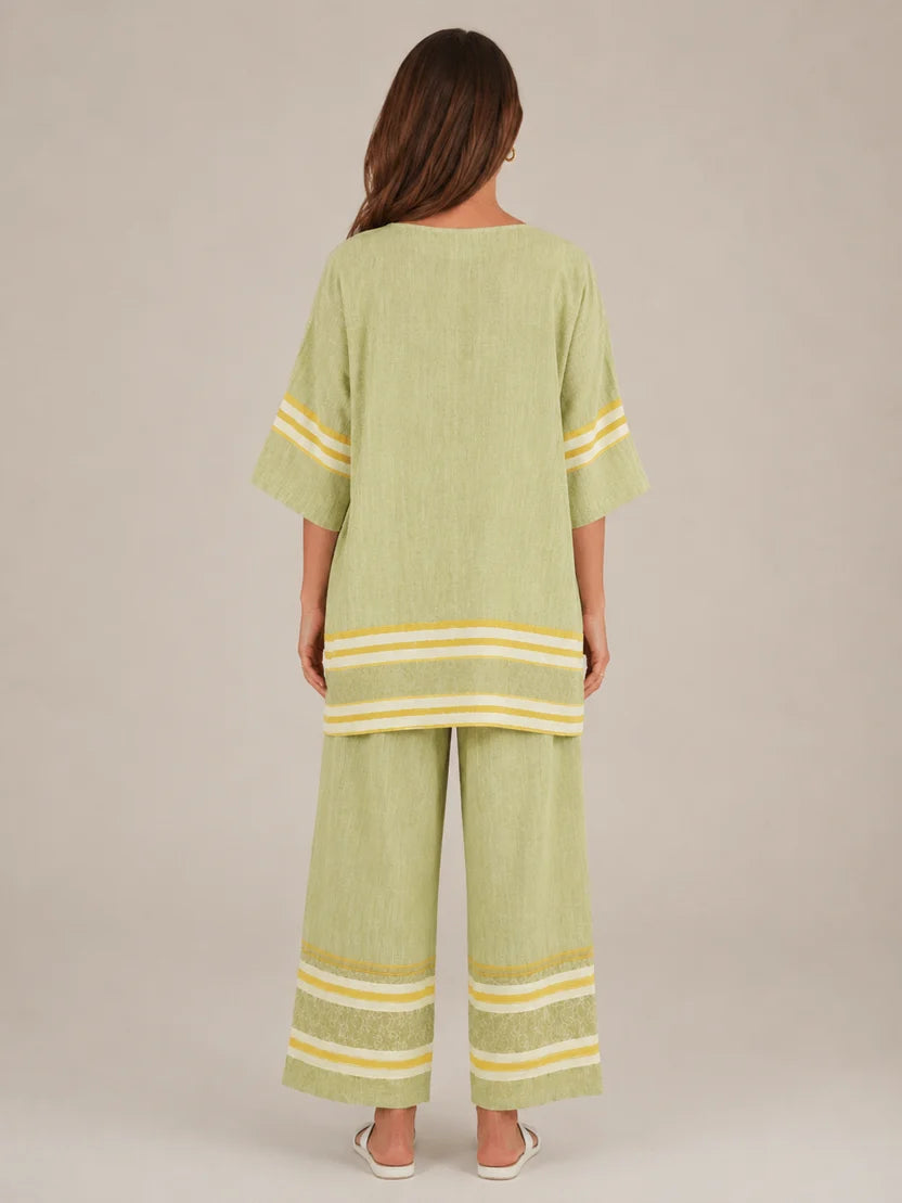 Women's Striped Asymmetrical Top and Wide Leg Culottes Set