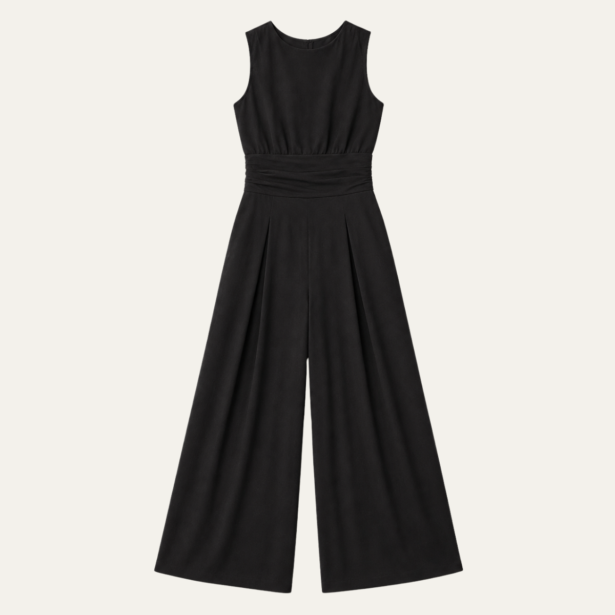 Women's Mock Neck Wide Leg Jumpsuit with Pleated Waist