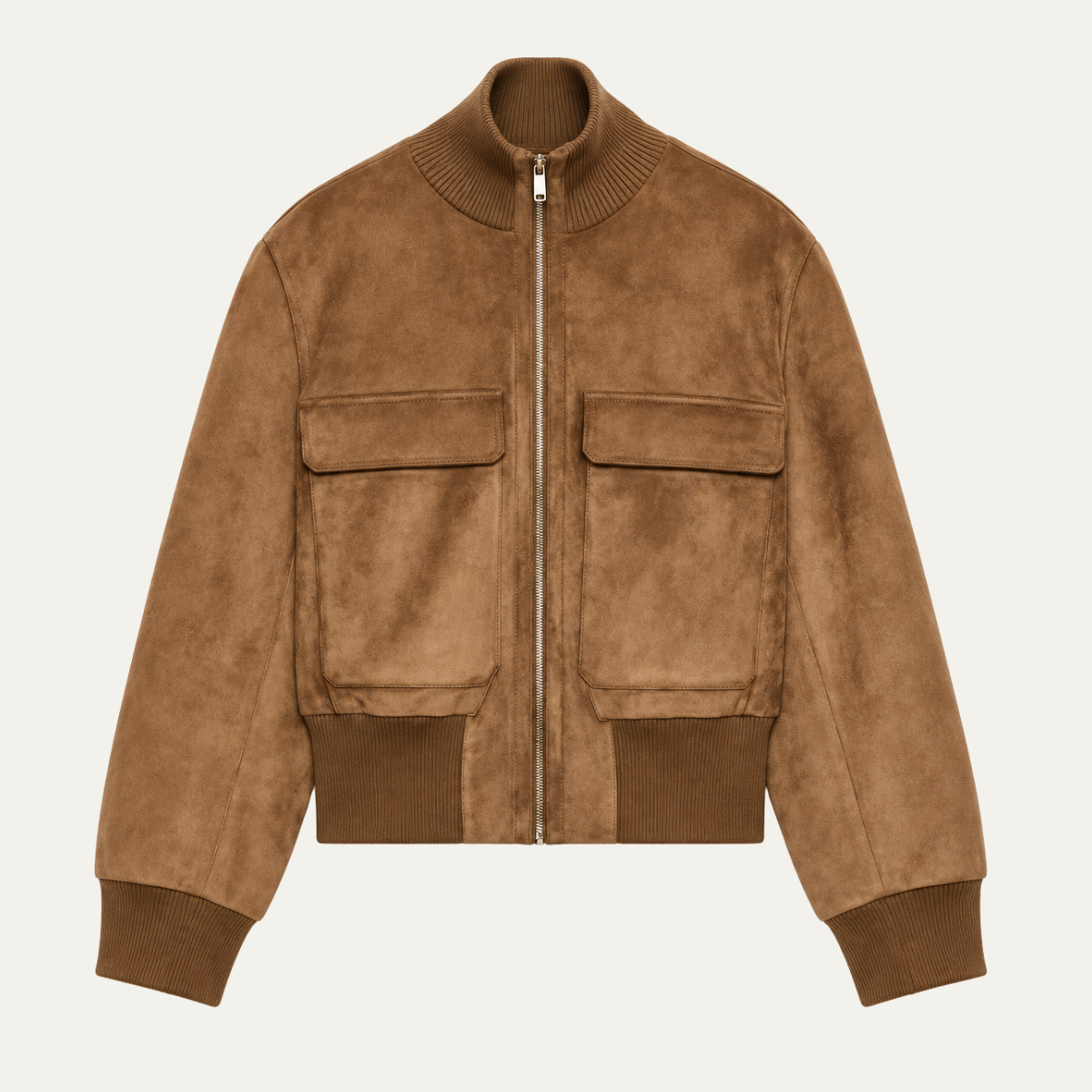 Women's Brown Bomber in Suede Look