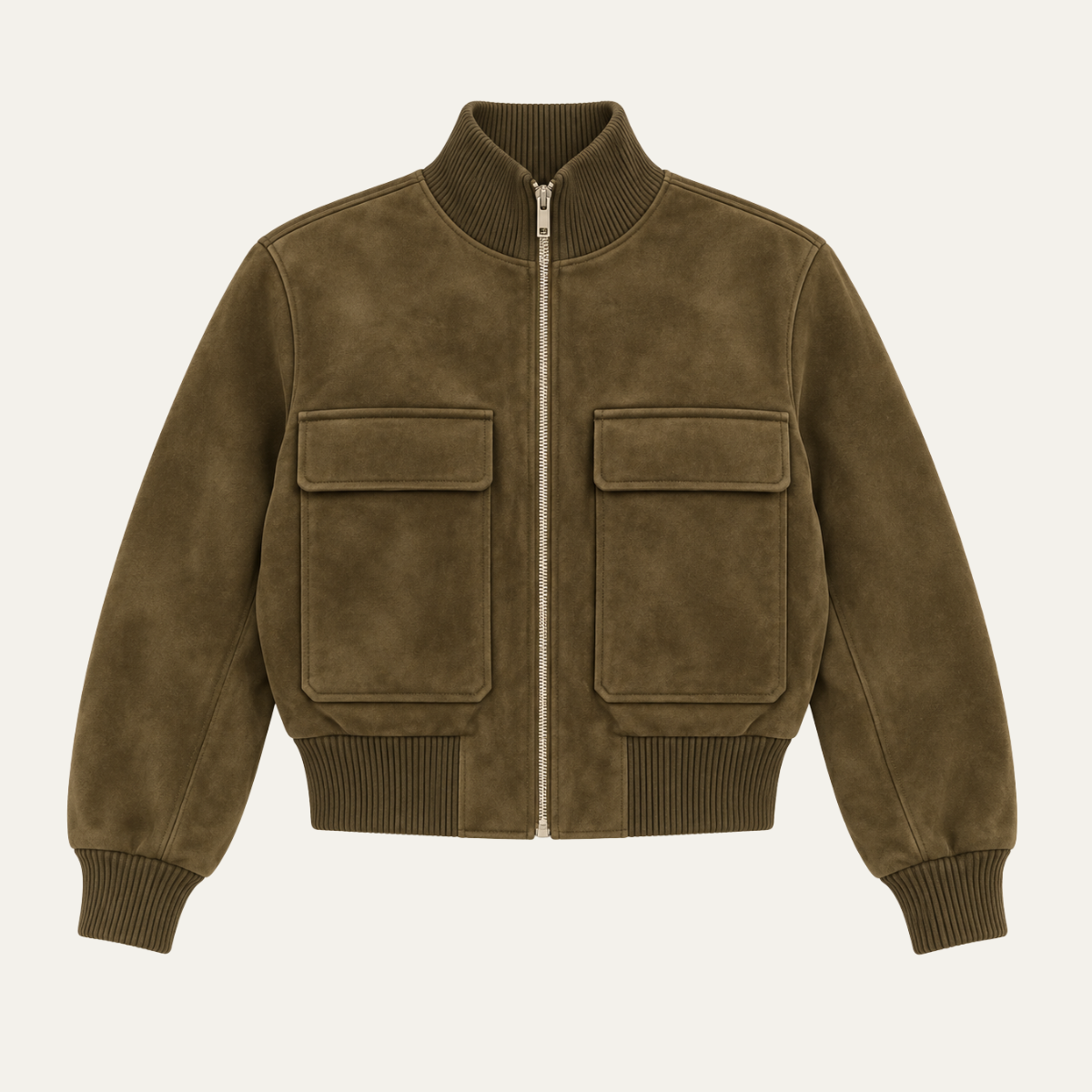 Women's Dark Brown Bomber with Stand Collar