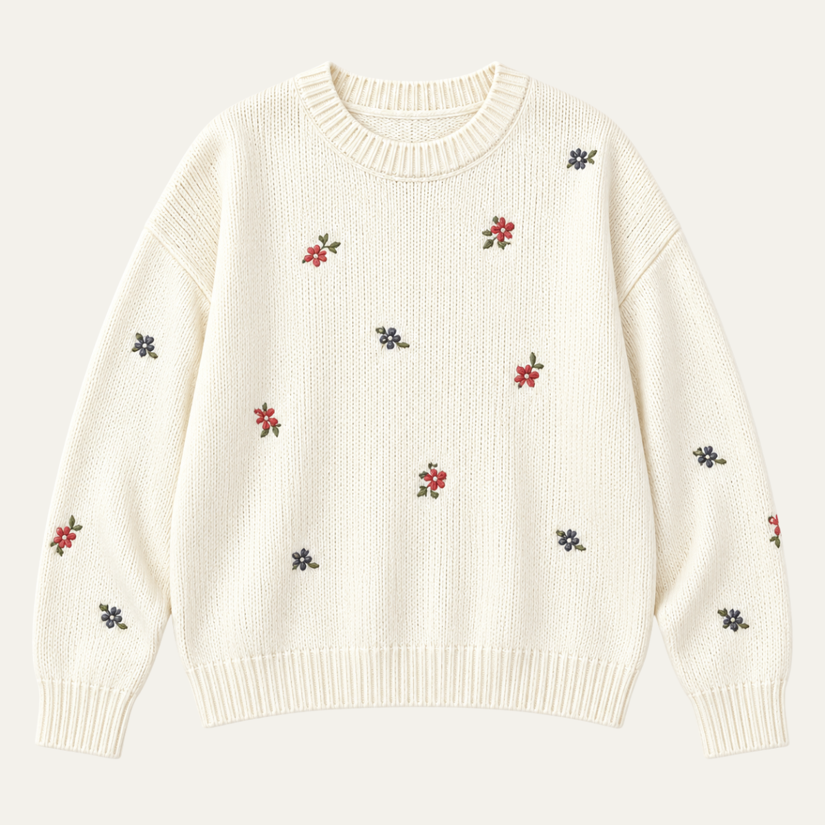Women's Knit Jumper with Floral Embroidery