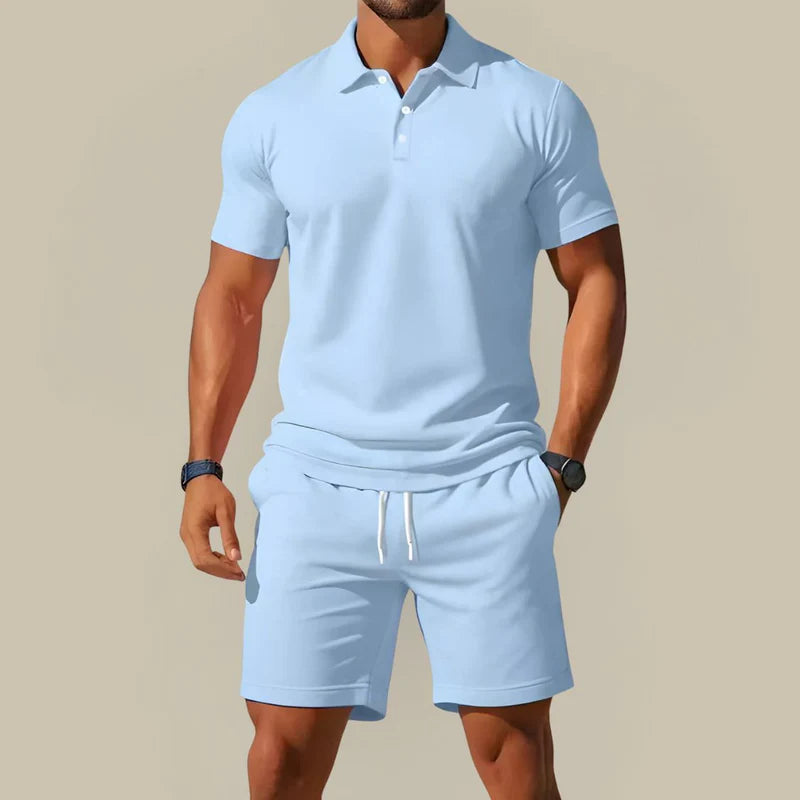 The Barolo Men's Premium Polo Shirt and Drawstring Shorts Set