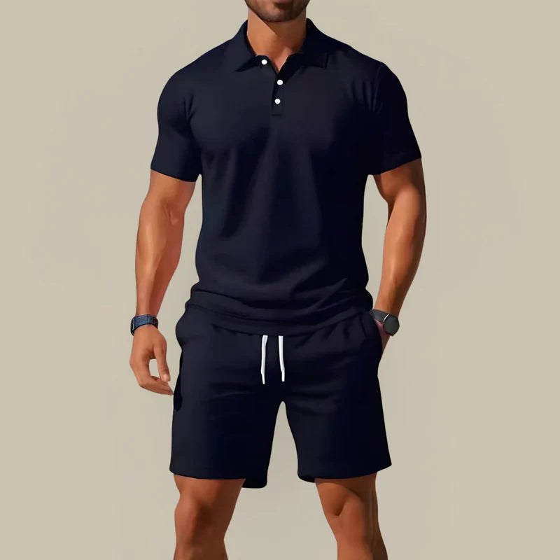 The Barolo Men's Premium Polo Shirt and Drawstring Shorts Set