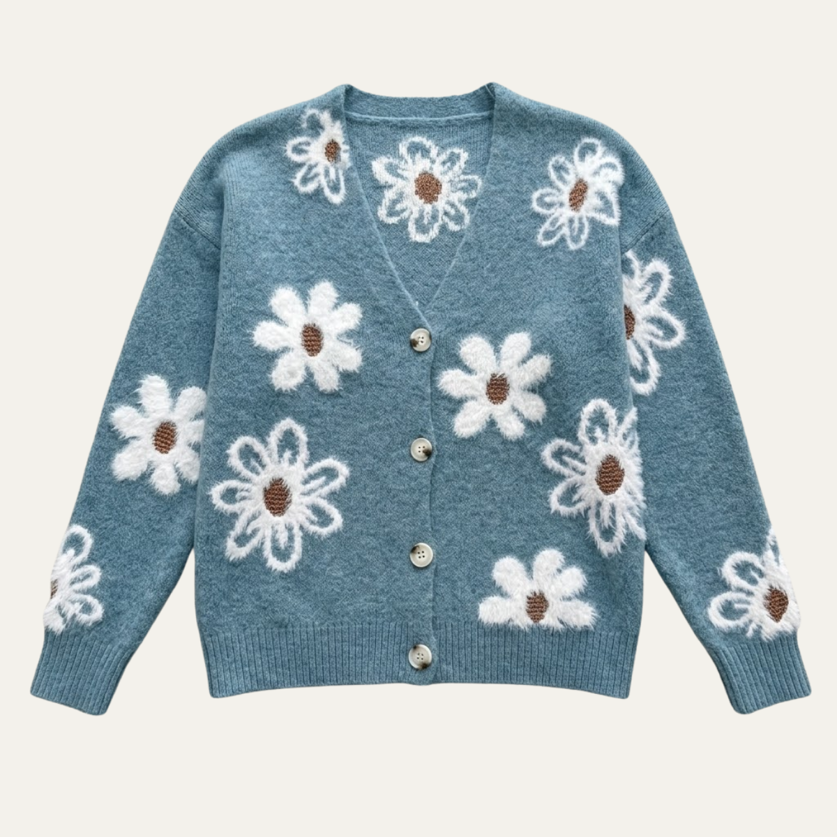 Women's Floral V Neck Button Front Cardigan