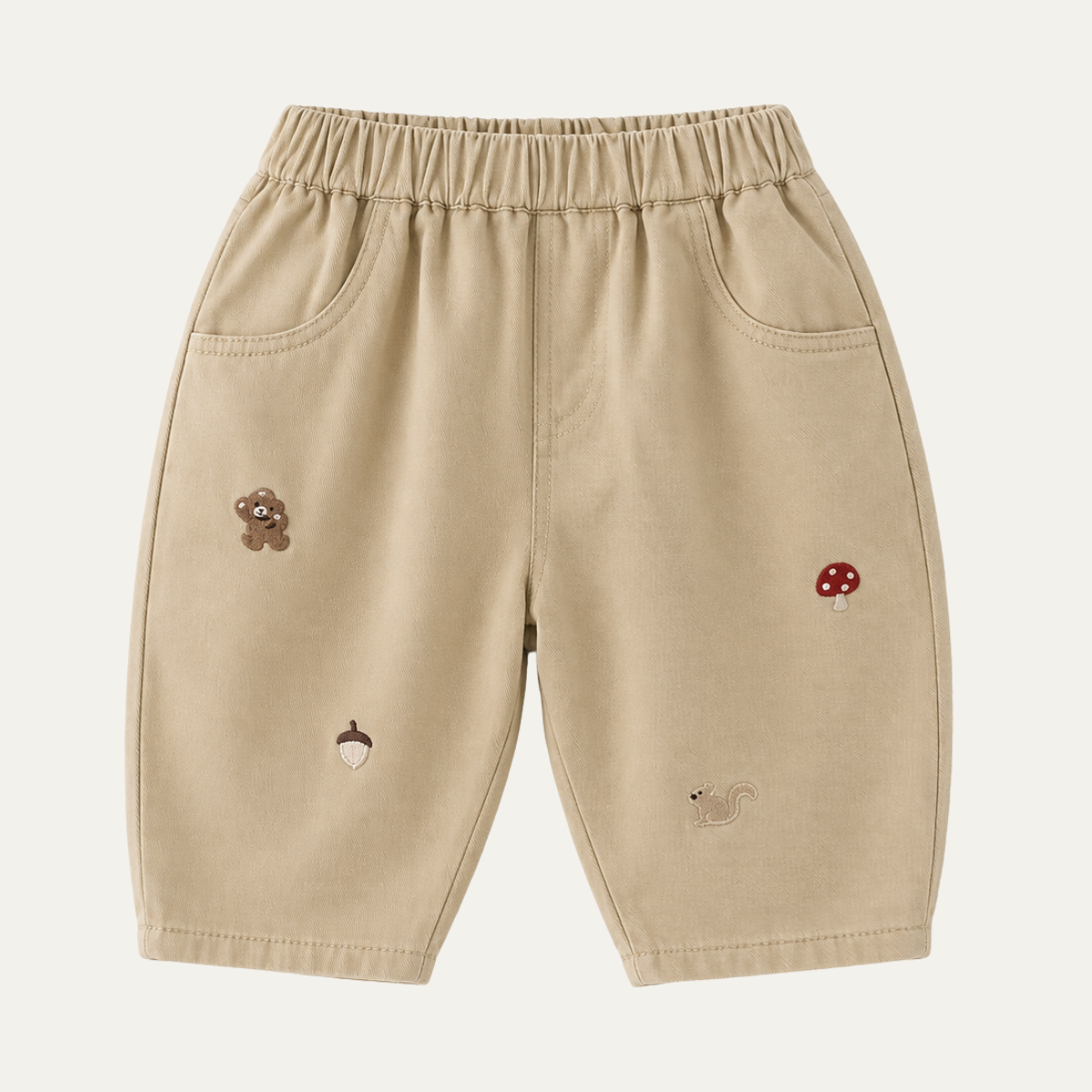 Baby Boys Embroidered Striped Harem Pants – Khaki
