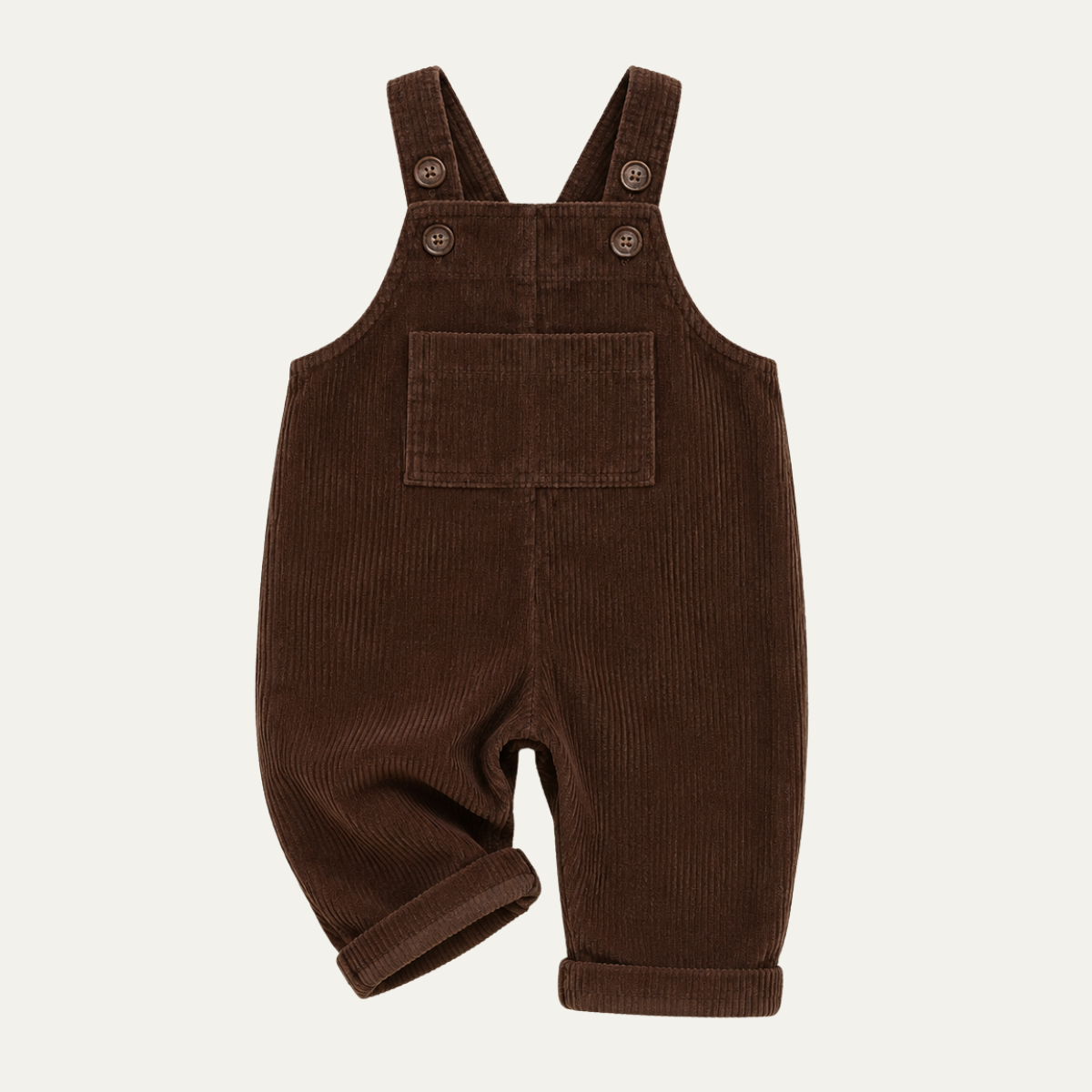 Unisex Corduroy Overalls Romper – Brown