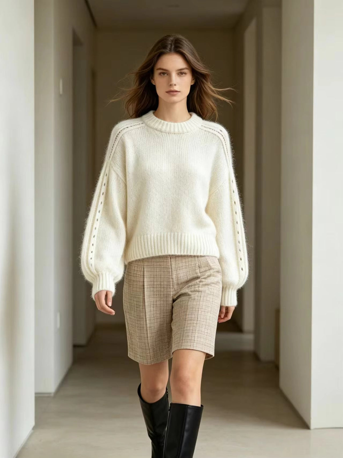Women's Knit Top with Statement Sleeves
