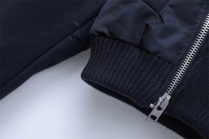 Women's Zip Bomber, Ribbed Trim