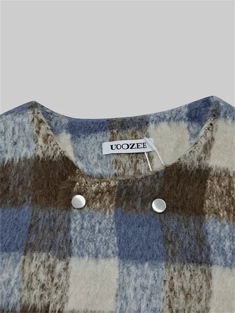 Women's Boucle Style Jacket with Puff Sleeves