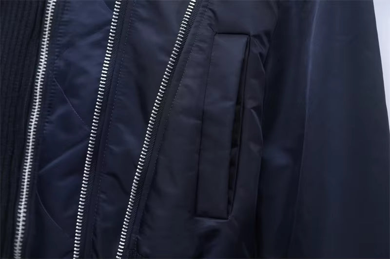 Women's Zip Bomber, Ribbed Trim