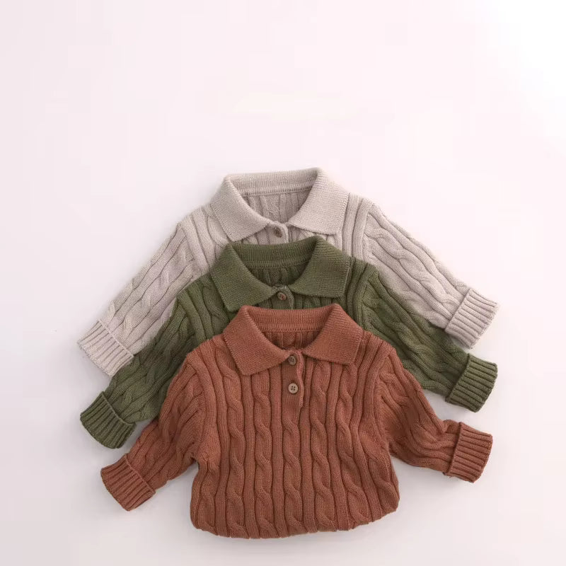 SoHo Kids Cable Knit Polo Sweater