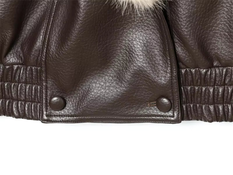 Women's Statement Collar Jacket in Brown