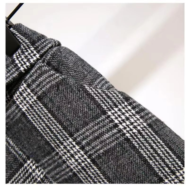 Women's Checked Midi Skirt, High Waisted
