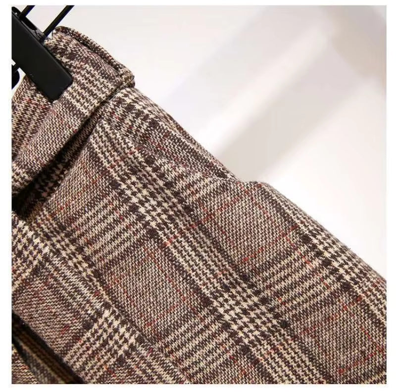 Women's Checked Midi Skirt, High Waisted