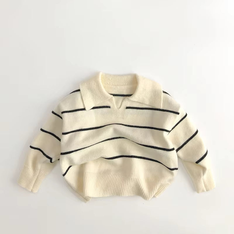 SoHo Kids Striped Polo Knit Sweater