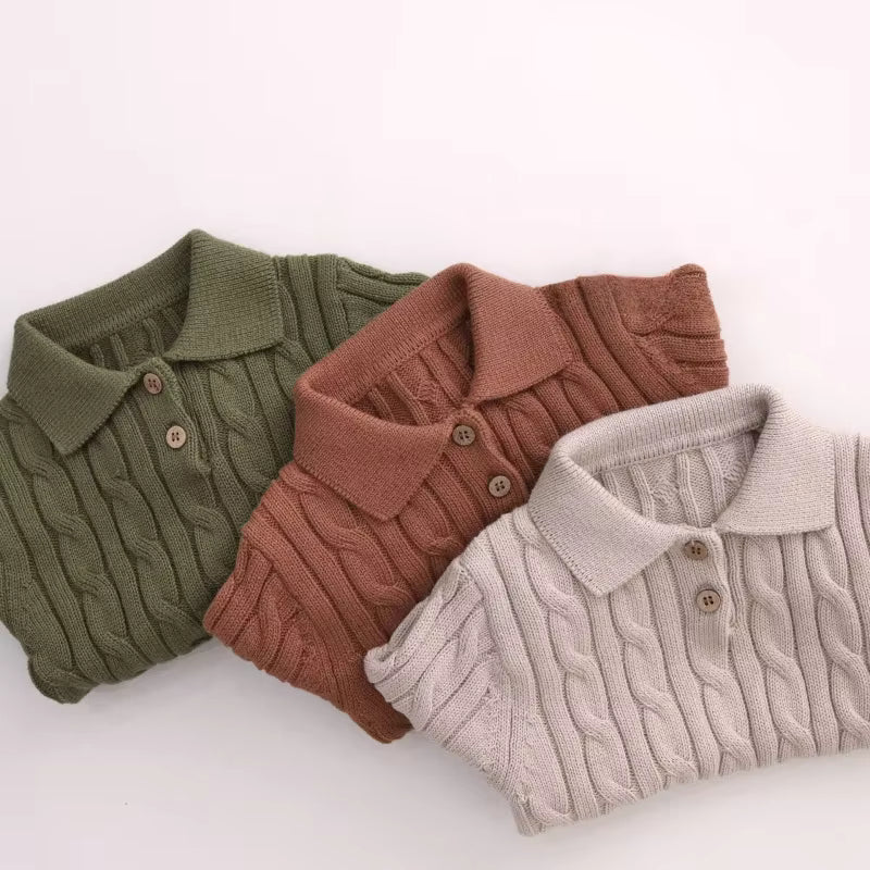 SoHo Kids Cable Knit Polo Sweater