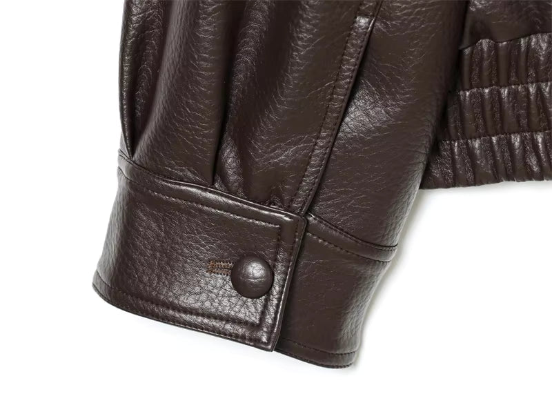 Women's Statement Collar Jacket in Brown