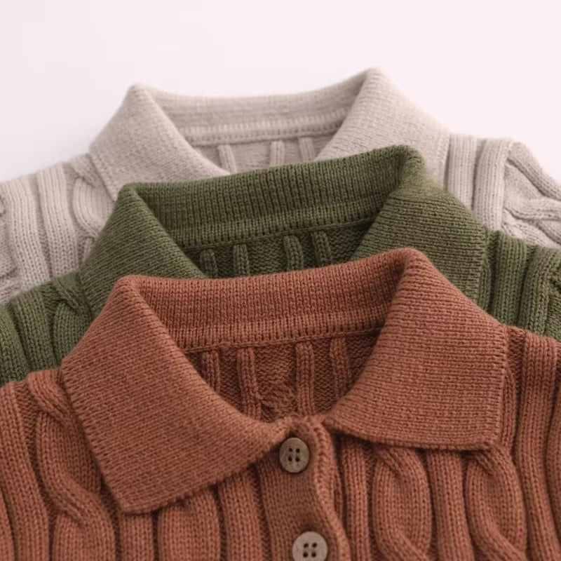 SoHo Kids Cable Knit Polo Sweater