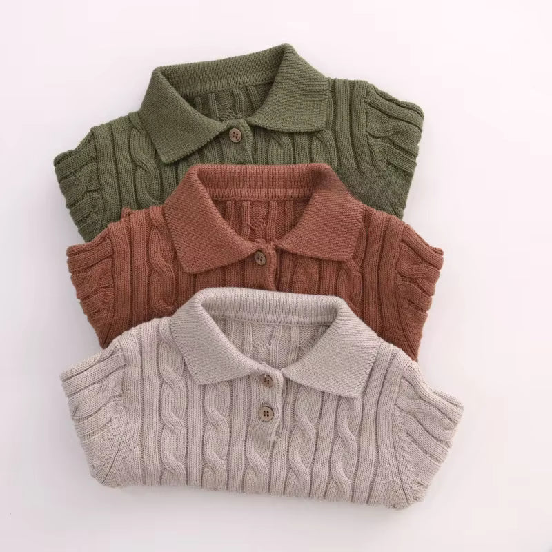SoHo Kids Cable Knit Polo Sweater