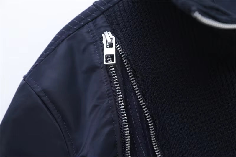 Women's Zip Bomber, Ribbed Trim