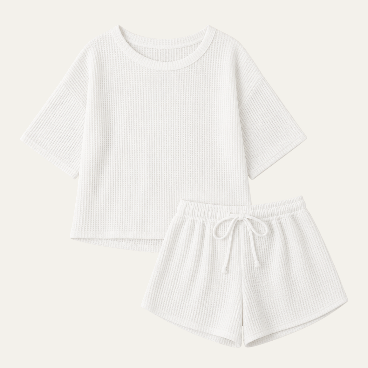 Women's Ribbed Two Piece Set with Relaxed Top and Drawstring Waist