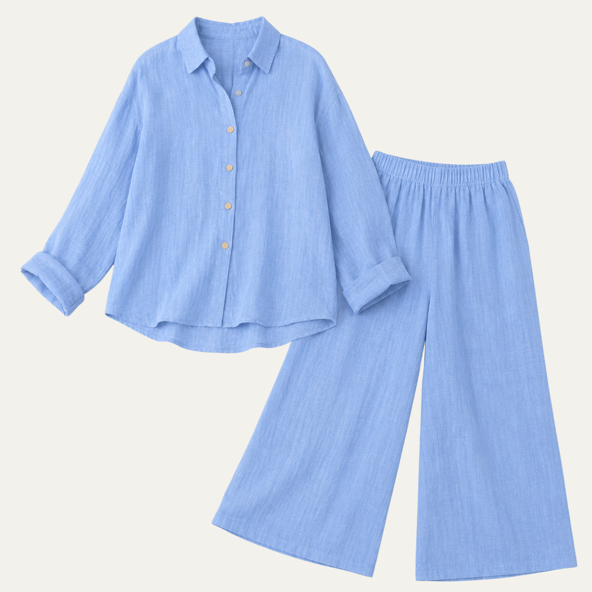 Women's Oversized Button Up Shirt and Wide Leg Pants Set