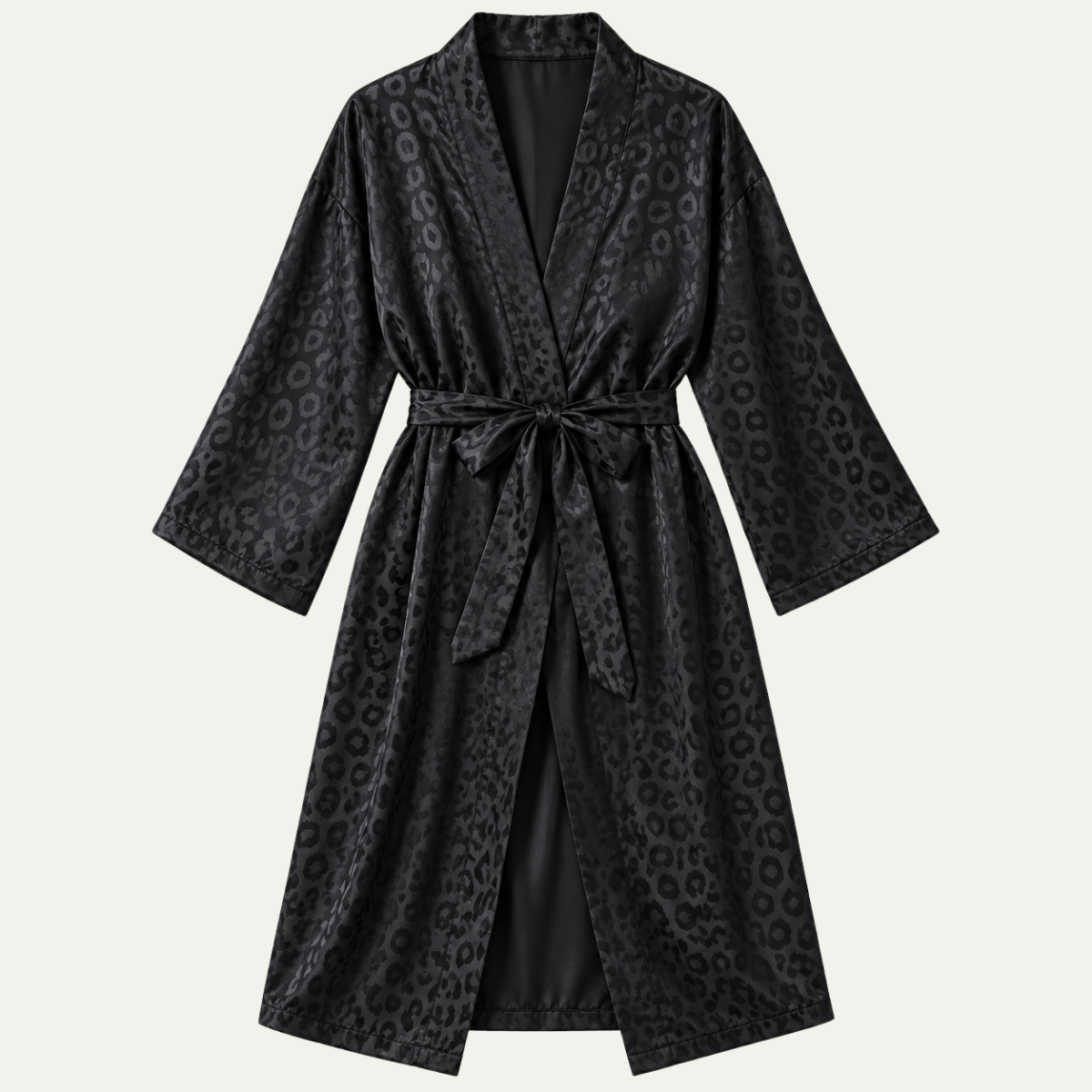 Women's Leopard Satin Robe, Wrap Cut