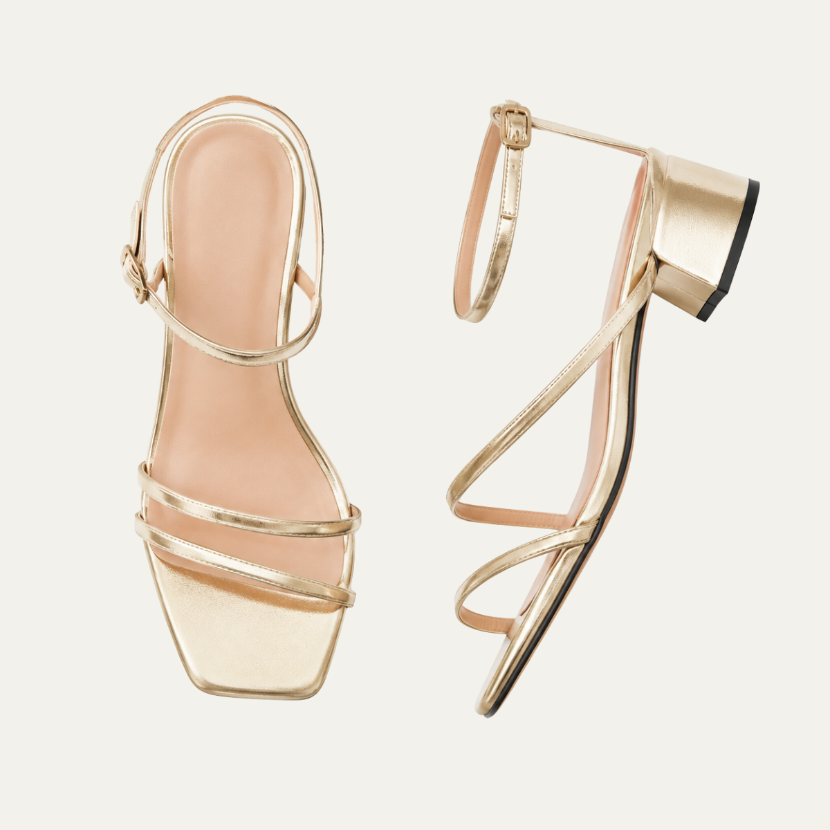 Women's Strappy Block Heel Sandals with Ankle Strap