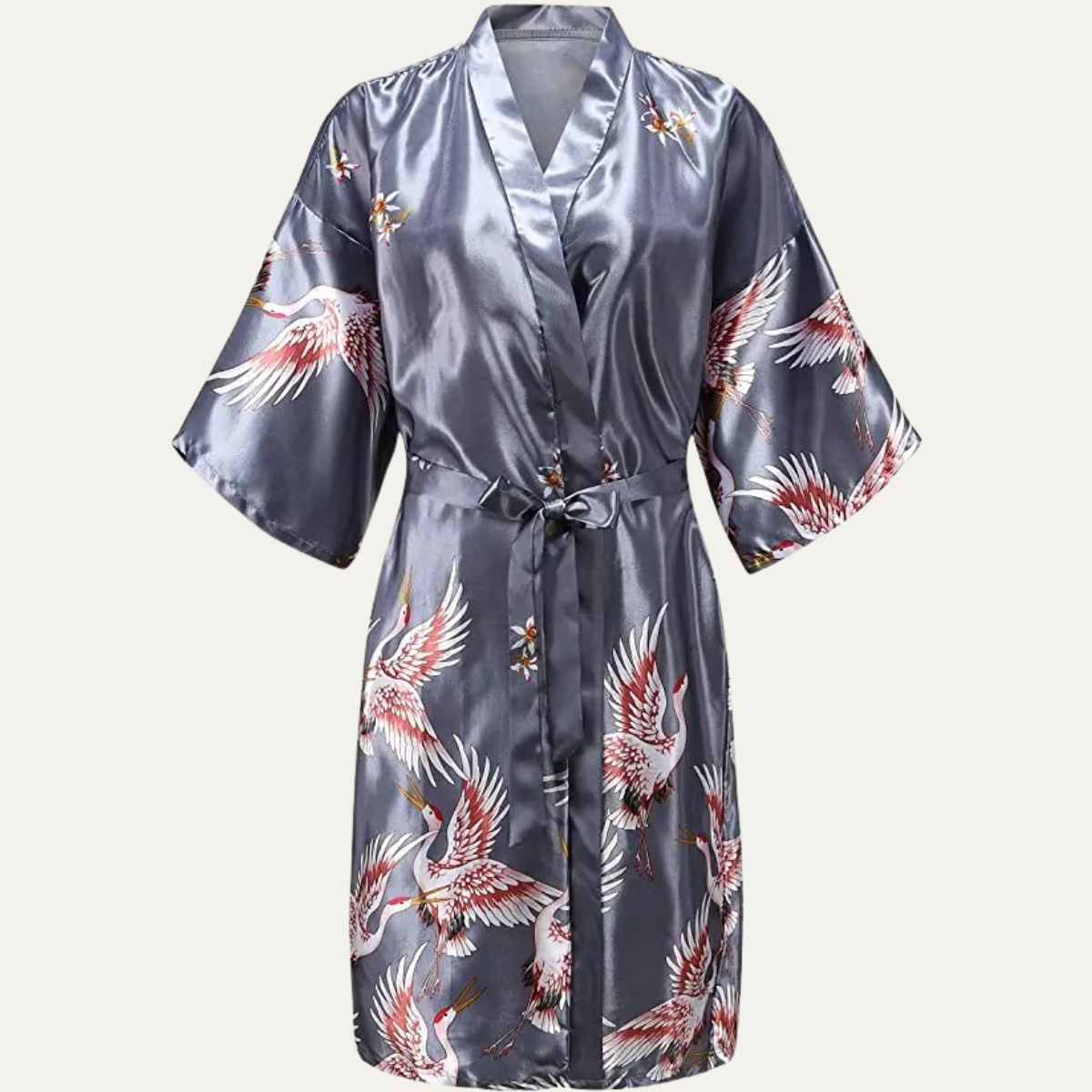Women's Printed Satin Robe, Knee Length