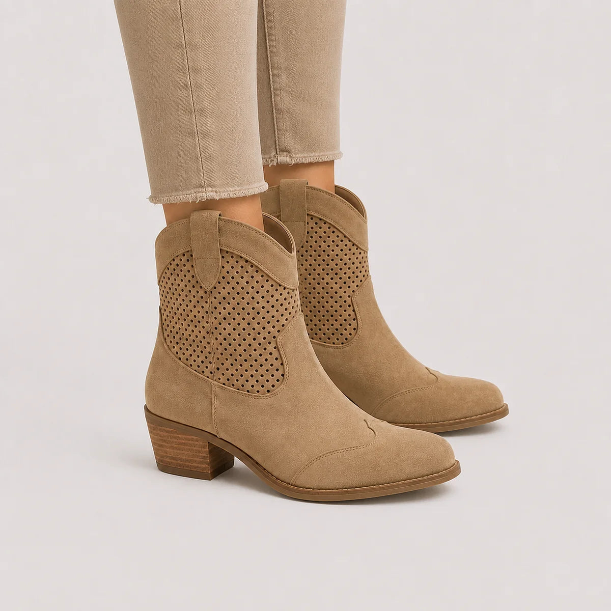 Women's Cowboy Ankle Boots with Block Heel
