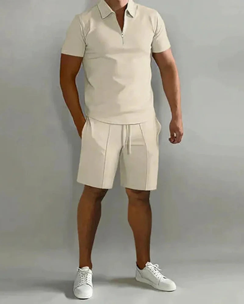 The Barbaresco Men's Zip Polo Shirt and Tailored Shorts Set