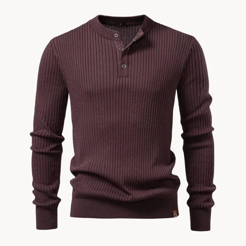 The Taormina Men's Ribbed Henley Knit Sweater