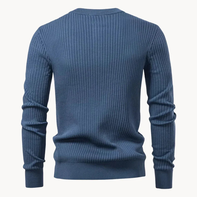 The Taormina Men's Ribbed Henley Knit Sweater