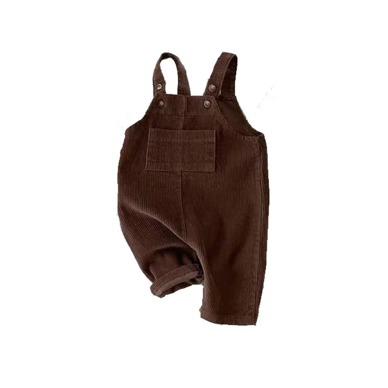 Unisex Corduroy Overalls Romper – Brown