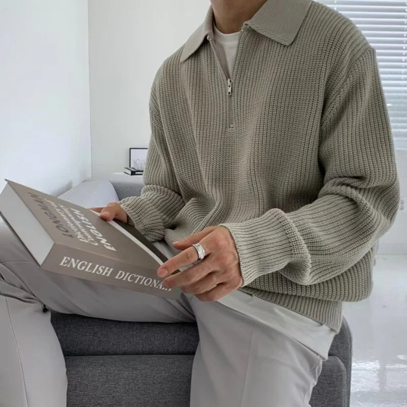 The Siena Men's Half Zip Knit Ribbed Sweater