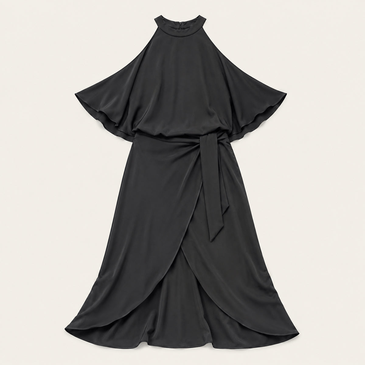 Midi Dress with Halter Neck and Off Shoulder