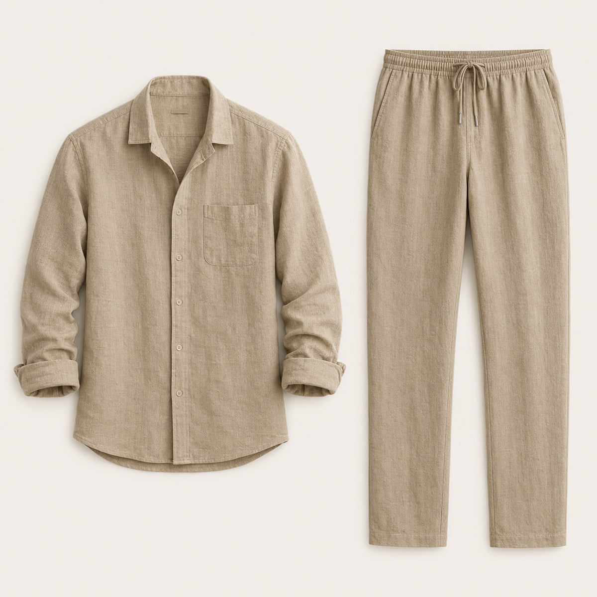 The Monferrato Men’s Linen Shirt and Pants Set – Casual Two Piece Outfit